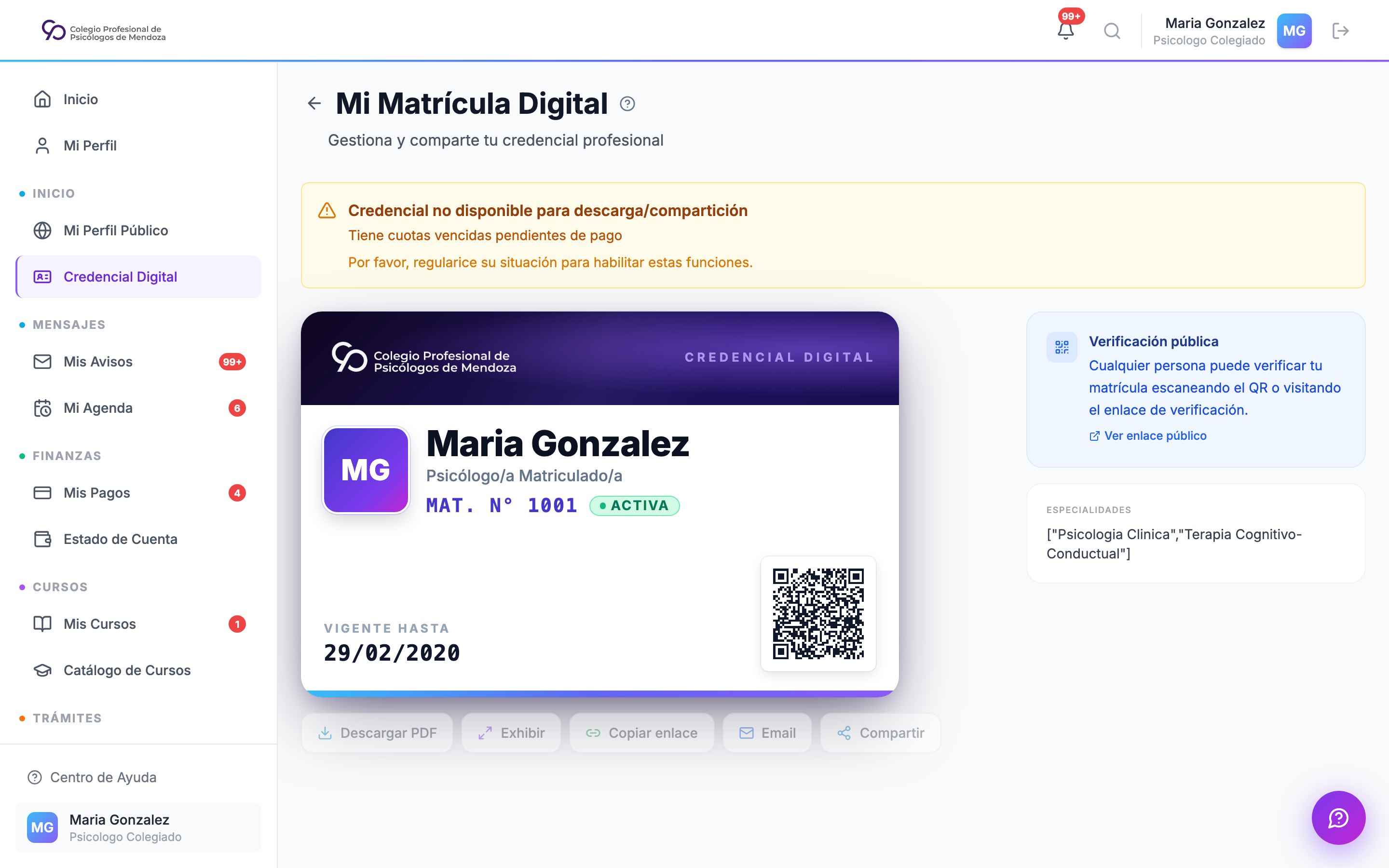 La credencial siempre disponible.