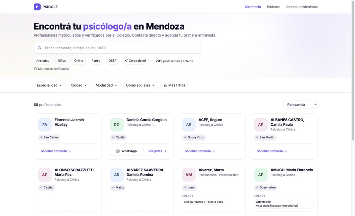 El directorio muestra datos autorizados.