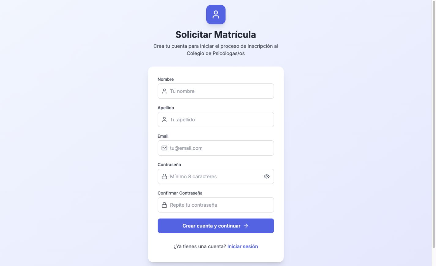 Alta, renovación y estado de matrícula.