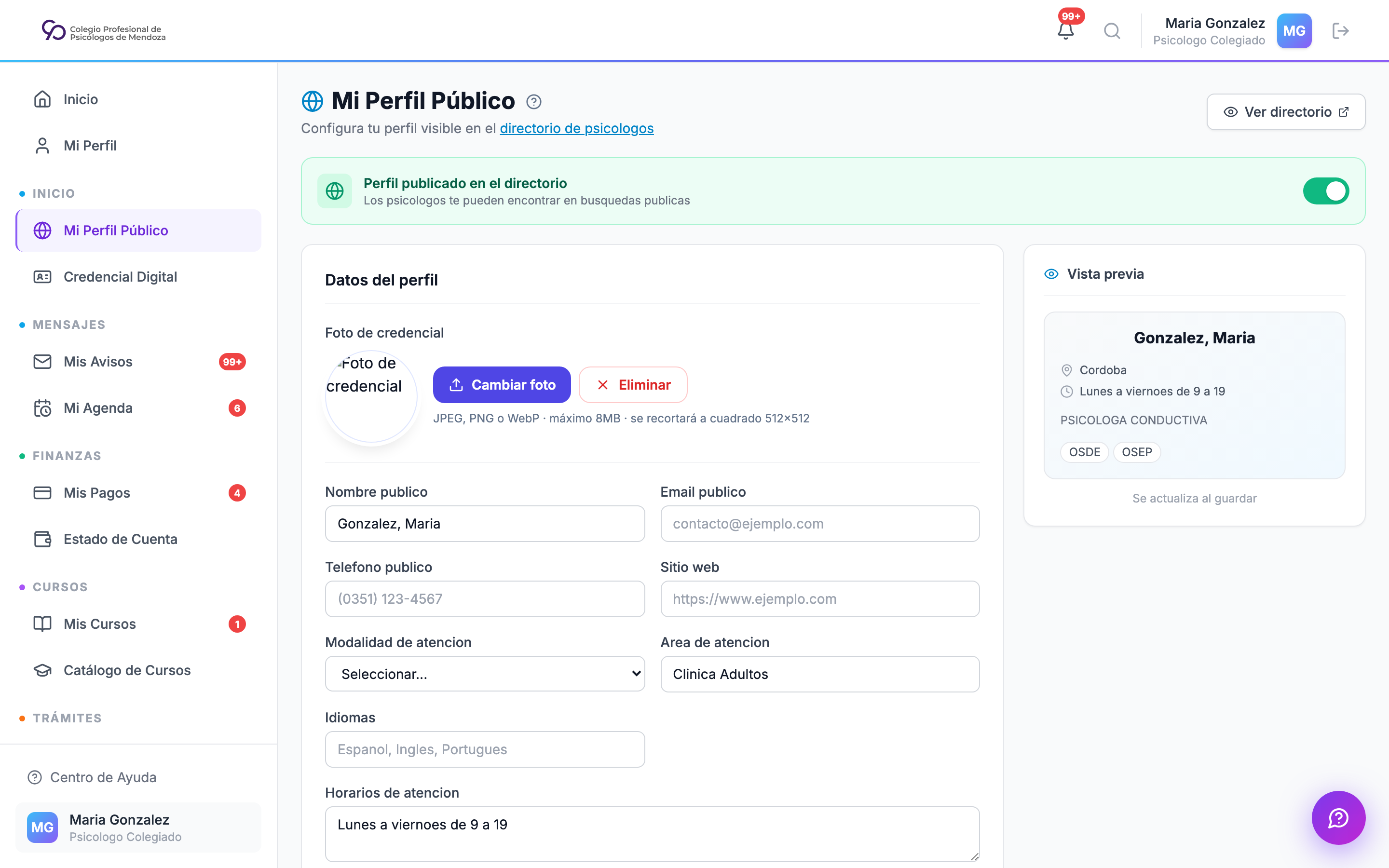 Perfil profesional más completo.