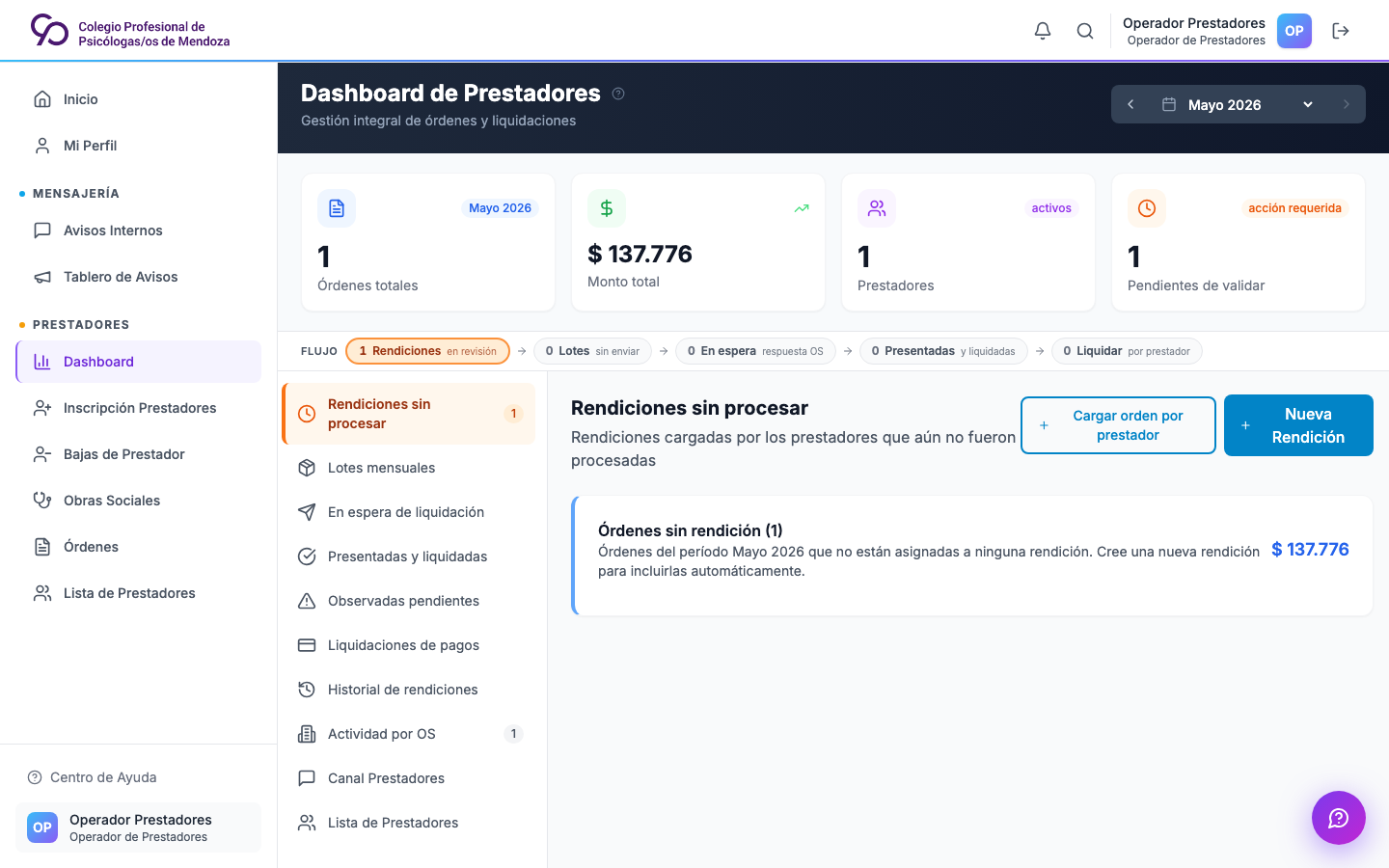 Información de prestadores más ordenada.